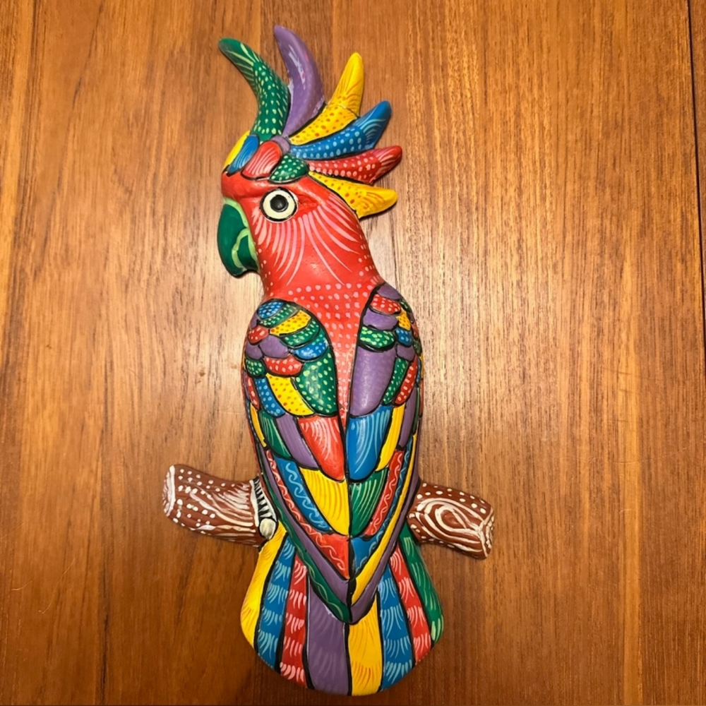 Hand Painted Parrot Ceramic Wall Decor made in Mexico